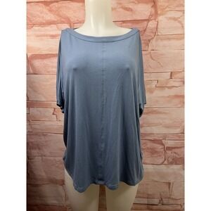 J Jill Wearever Collection  Blouse Top Size M Blue Short Slv